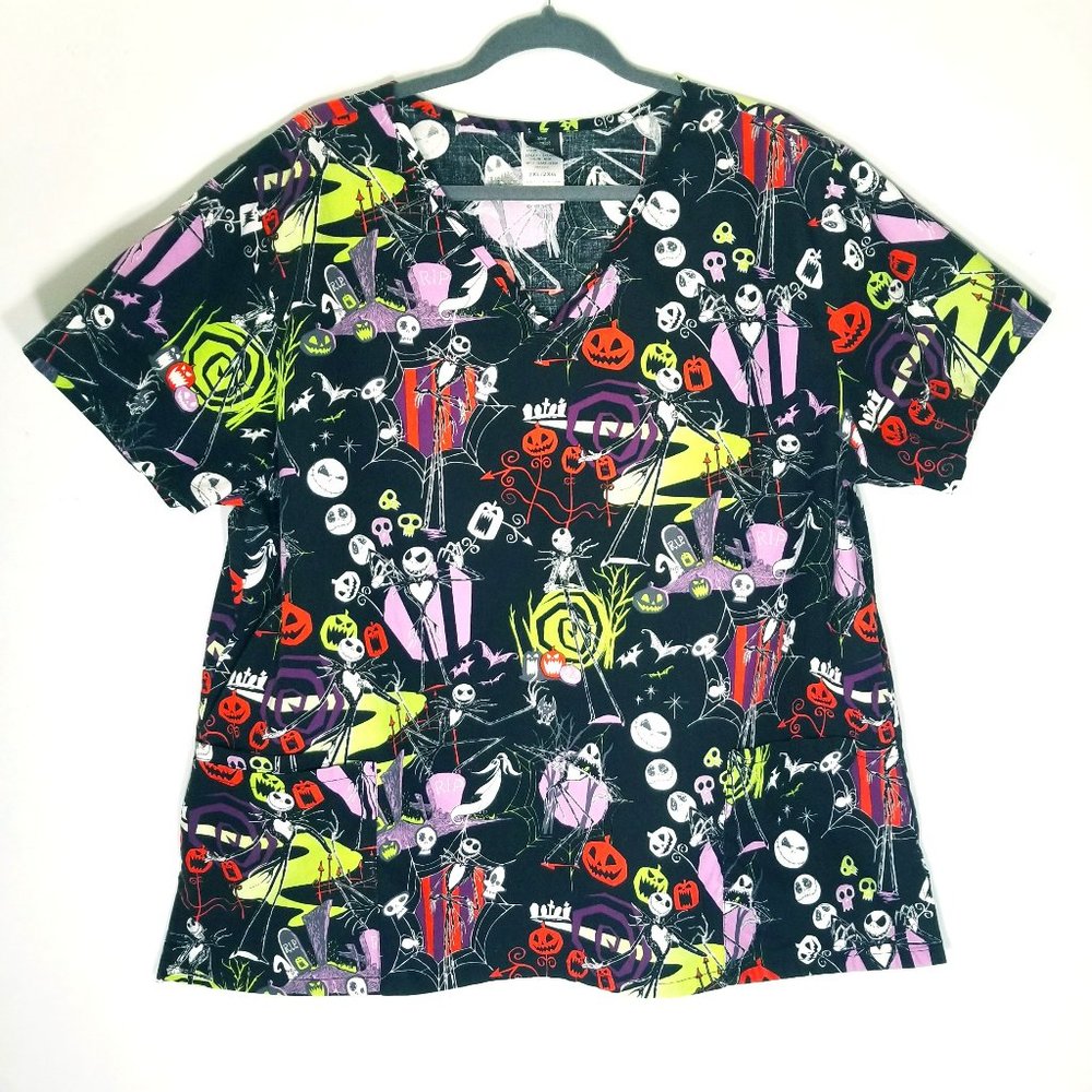 Disney Nightmare Before Christmas Scrub Top Shirt Women Size 2XL - 100% Cotton